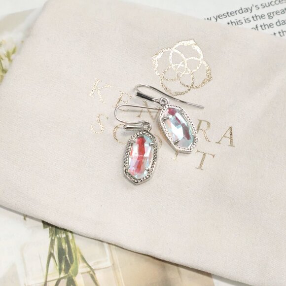 Kendra Scott Lee Silver Dichroic Glass Earrings - Picture 2 of 2